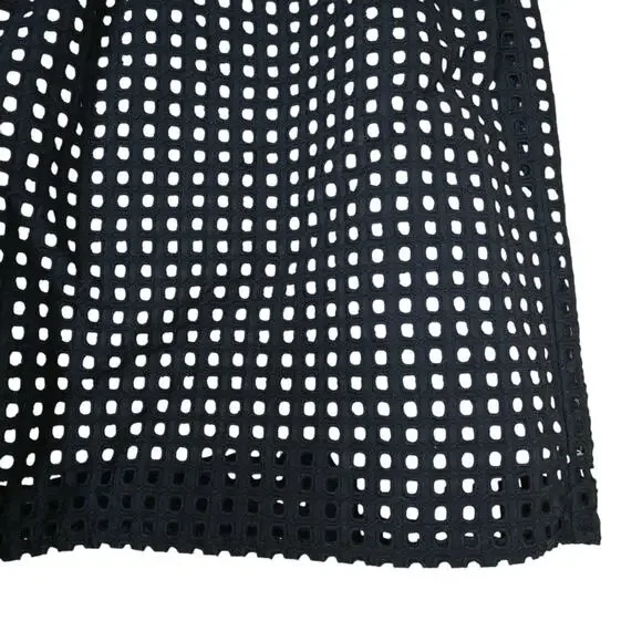 LOFT Womens M Black White Eyelet A-Line Skirt - Picture 4 of 7